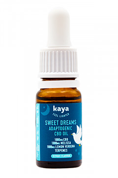 Flacon d'huile de cannabidiol avec pipette compte-gouttes de 10% CBD Sweet Dreams 10ml par Kaya